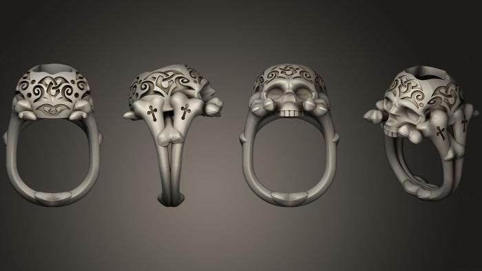 نموذج ثلاثي الأبعاد لآلة CNC خواتم مجوهرات خاتم الجمجمة (2)